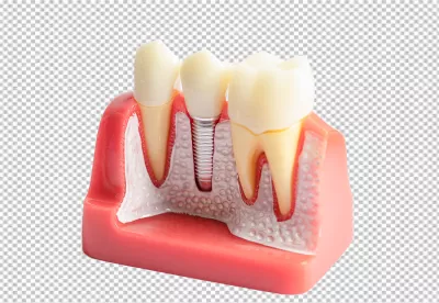 Realistic Dental Implant Model Showing Tooth Replacement and Oral Anatomy image