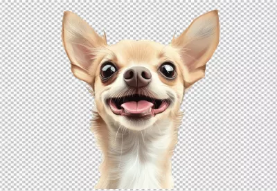 Charming Happy Chihuahua Dog with Expressive Eyes and Smiling Face PNG image