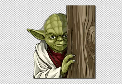 Yoda Cautiously Hiding Cartoon PNG