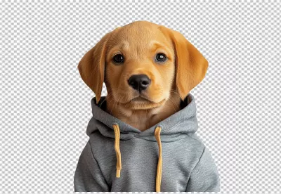 Adorable Golden Retriever Puppy Wearing Grey Hoodie Cute Animal PNG image
