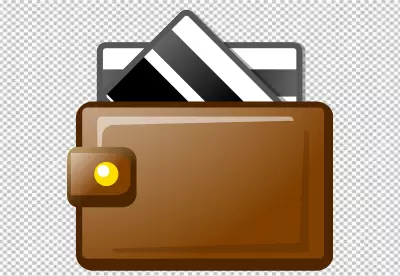 Brown leather wallet with credit cards peeking out digital illustration financial transaction image