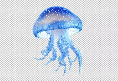 Vibrant Blue Spotted Jellyfish PNG for Underwater Marine Designs image