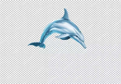 Dynamic Blue Dolphin Jumping Out of Water with Splash - Marine Life PNG image