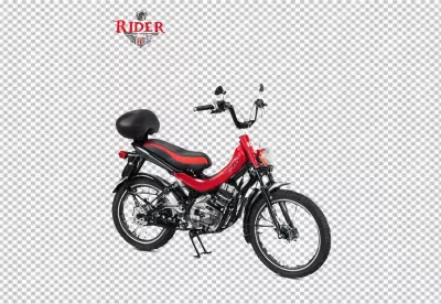 Classic Red and Black Rider Moped with Chrome Engine Details for Urban Transport image
