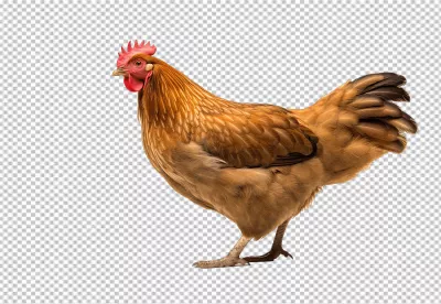 Realistic Brown Chicken Standing PNG for Farm Animal Designs image