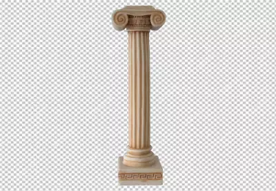 Ancient white marble greek columns transparent background 