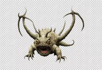 Ferocious Fantasy Monster with Menacing Red Eyes and Sharp Teeth Ready to Attack image
