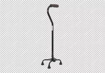 Medical silver tripod cane walking stick on transparent background