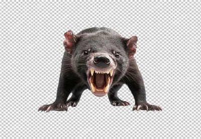 Fierce Tasmanian Devil Roaring Aggressively - High-Quality PNG Cutout Download image