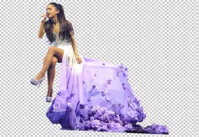 Woman Singing in Elegant Purple Dress