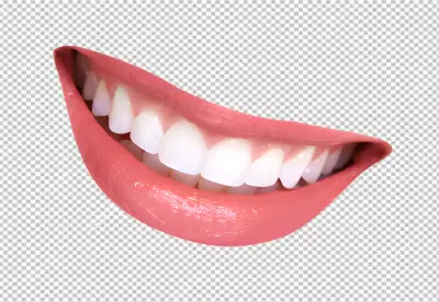 The woman has a beautiful smile, with straight, white teeth