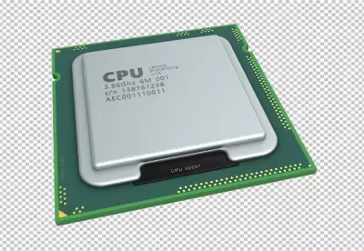 Technology Blue CPU computer microchips isolate on transparency background