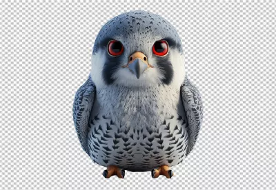 Charming Cartoon Baby Falcon Character with Big Red Eyes HD PNG image