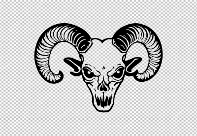 Stylized Ram Skull Illustration with Majestic Horns and Fierce Expression image