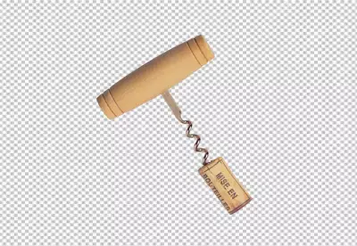 Corkscrew and wine cork isolated transparent background 