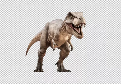 Fierce Tyrannosaurus Rex Roaring Prehistoric Dinosaur PNG Cutout image