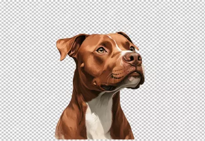 Majestic Brown Pit Bull Dog Looking Upward PNG Cutout for Digital Designs image