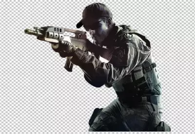 Front view soldiers fighting during war transparent bg