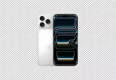 Dual Modern iPhone Smartphone Display with Front and Back Views on Transparent Background image