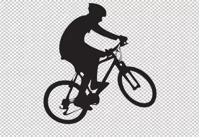 A cyclist man riding a bicycle isolated