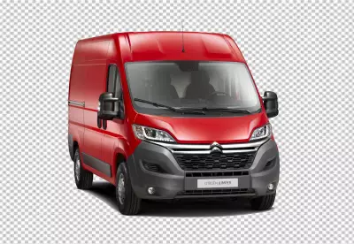Red color citroen van transparent background 