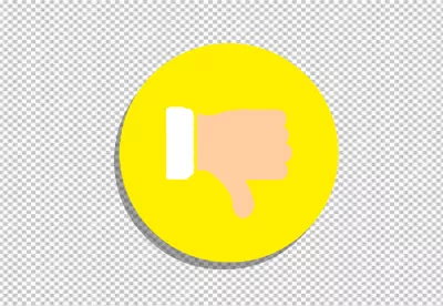 Thumb down gesture inside a yellow circle symbolizing disapproval or dislike