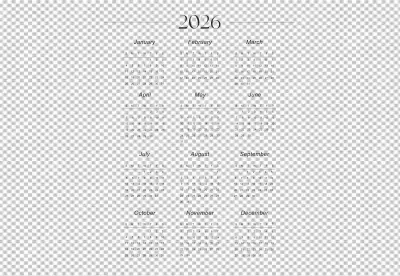 Modern 2026 Annual Calendar Grid with Dark Theme for Professional Planning image