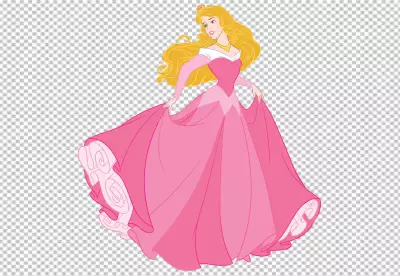 Cinderella with pink dress nice looks transparent background 