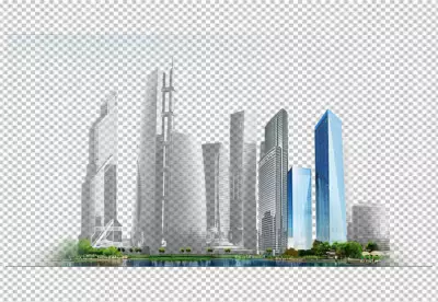 Buildings of different designs glass