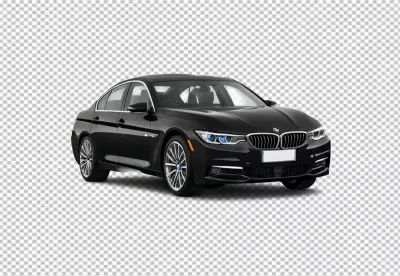 Sleek Black BMW Sedan Luxury Car Front View Isolated on White Background image