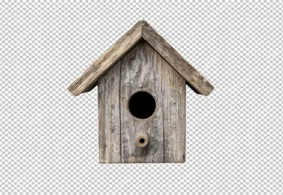 Rustic Old Wooden Birdhouse PNG Cutout for Nature and Garden Designs image