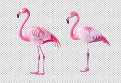 Elegant Pink Flamingos Standing Gracefully Tropical Bird PNG Image image