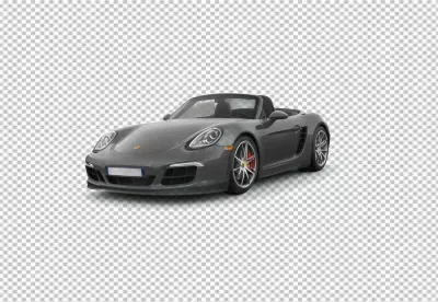 Sleek Grey Porsche Boxster Convertible Sports Car Isolated on White Background image