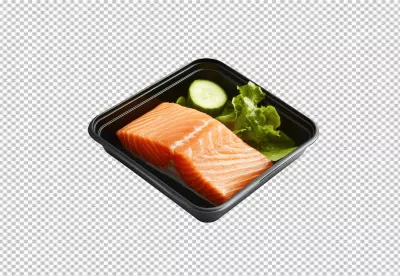 Fresh Salmon Fillet Meal Prep Container with Healthy Salad Diet Food image