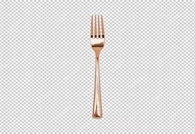 Elegant Rose Gold Dining Fork on Transparent Background image