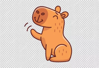 Cute Cartoon Capybara Waving Hello with a Friendly Smile image