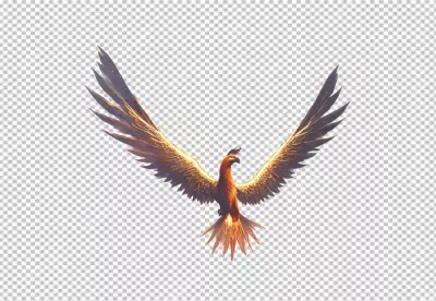 Majestic Fiery Phoenix Spreading Golden Wings for Strength and Renewal image