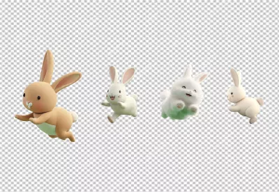 Cute Cartoon Rabbits Jumping and Playing for Easter Designs and Kids Projects image