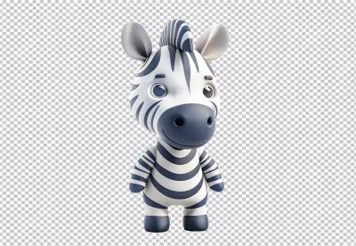 Cute 3D Cartoon Zebra Character Standing with Friendly Smile image