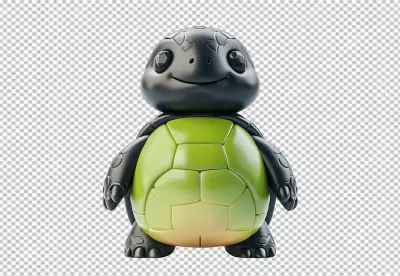 Cute Cartoon Turtle with Green Shell Smiling Happily image