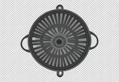 Gray Circular Pot Lid or Industrial Grate with Radiating Pattern image