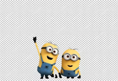Two Cheerful Minion Characters Waving and Smiling Happily Together image