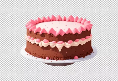 Delicious Chocolate Cake with Vibrant Pink and Creamy White Frosting image