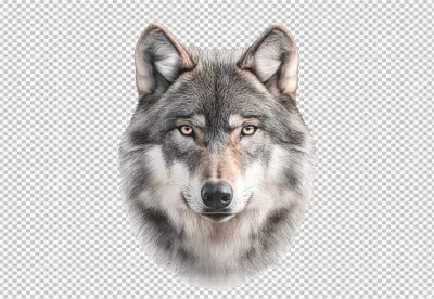 Majestic Gray Wolf Headshot PNG for Wildlife Designs image