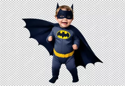 Adorable Toddler in Iconic Batman Superhero Costume with Joyful Smile image