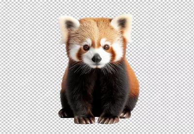 Adorable Red Panda Sitting Looking Directly Cute Wild Animal Stock Photo image