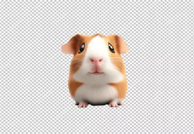 Adorable Fluffy Guinea Pig Looking Forward Cutout PNG image