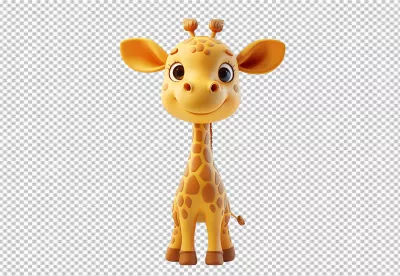 Cute Cartoon Giraffe Smiling Happy 3D Character for Kids Designs image