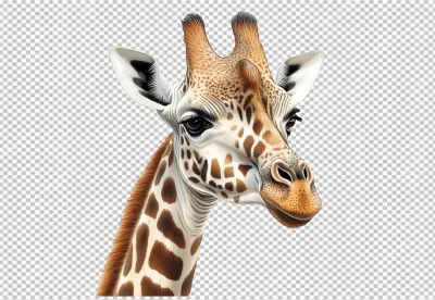 Realistic Giraffe Head PNG Cutout with Detailed Spots for Design Projects image