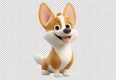 Happy Cartoon Corgi Dog Smiling Playfully, Transparent PNG Cutout for Kids Designs image